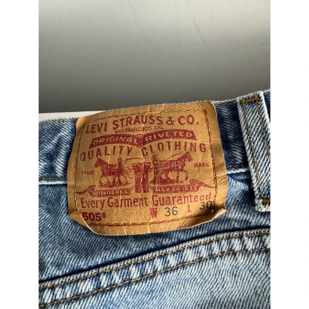 Levi Strauss 505 Jeans Mens 36x30 Regular Fit Straight Leg Blue Denim‎